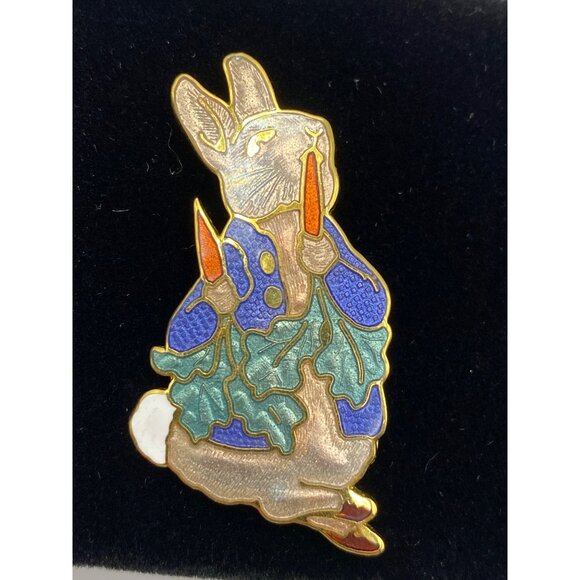 Vintage Beatrix Potter Peter Rabbit Enamel Cloisonné Pin Gold-Tone 1992 Collecti - Picture 1 of 7